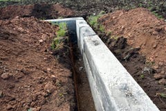 Concrete Building Block House Foundations in Earth stock images Concrete Building Block House Foundations in Earth stock images
