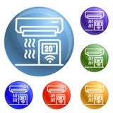Conditioner control icons set vector vector illustration Conditioner control icons set vector vector illustration