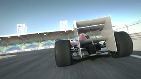 Conducción detrás del coche de carreras F1 en el circuito del desierto stock de ilustración Conducción detrás del coche de carreras F1 en el circuito del desierto stock de ilustración