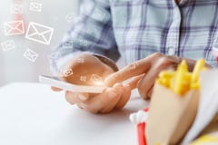 Conducts correspondence on the phone. royalty free stock photography Conducts correspondence on the phone. royalty free stock photography