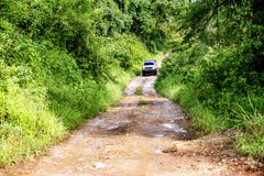 Condução fora de estrada na estrada de terra remota imagens de stock royalty free Condução fora de estrada na estrada de terra remota imagens de stock royalty free