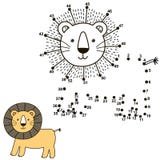Conecte los puntos para dibujar el león lindo y para colorearlo ilustración del vector Conecte los puntos para dibujar el león lindo y para colorearlo ilustración del vector