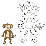 Conecte los puntos para dibujar el mono lindo y para colorearlo ilustración del vector Conecte los puntos para dibujar el mono lindo y para colorearlo ilustración del vector