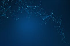 Conexões do sumário da rede com os pontos e linhas no fundo azul Wireframe de comunica??es da rede ilustração royalty free Conexões do sumário da rede com os pontos e linhas no fundo azul Wireframe de comunica??es da rede ilustração royalty free