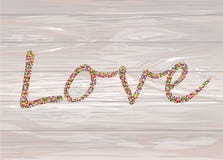 Confeti colorido en el amor de la palabra Alineado de letras Saludo c ilustración del vector Confeti colorido en el amor de la palabra Alineado de letras Saludo c ilustración del vector