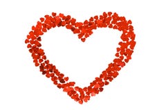 Confetti by hearts in the form of heart. Isolated on white background. stock photos Confetti by hearts in the form of heart. Isolated on white background. stock photos