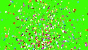 Confetti Party Popper Explosion on a Green Background. 3d animation