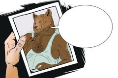 Confident cool man. Bear in T-shirt and with tube. People in images of animals. vector illustration Confident cool man. Bear in T-shirt and with tube. People in images of animals. vector illustration