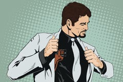 Confident cool man with gun. vector illustration Confident cool man with gun. vector illustration