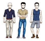 Confident handsome men standing wearing fashionable casual cloth stock illustration Confident handsome men standing wearing fashionable casual cloth stock illustration
