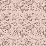 Configuration qu'on peut répéter sans joint d'oiseau de cru dans le rose illustration stock Configuration qu'on peut répéter sans joint d'oiseau de cru dans le rose illustration stock