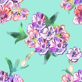 Configuration sans joint avec des fleurs watercolor illustration stock Configuration sans joint avec des fleurs watercolor illustration stock