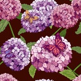 Configuration sans joint de Hydrangea Dirigez la texture tirée par la main avec des fleurs, papillon Botanique répétant le papier illustration de vecteur Configuration sans joint de Hydrangea Dirigez la texture tirée par la main avec des fleurs, papillon Botanique répétant le papier illustration de vecteur