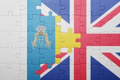 Confunda com a bandeira nacional de Grâ Bretanha e de Ilhas Canárias Imagens de Stock Confunda com a bandeira nacional de Grâ Bretanha e de Ilhas Canárias Imagens de Stock