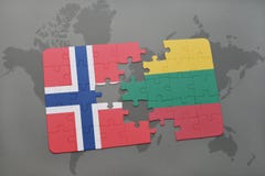 confunda com a bandeira nacional de Noruega e de lithuania em um fundo do mapa do mundo ilustração stock confunda com a bandeira nacional de Noruega e de lithuania em um fundo do mapa do mundo ilustração stock