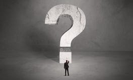 Confused Businessman And Big Question Mark Royalty Free Stock Images