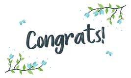 Congrats, Gl?ckwunsch-Typografie mit Blumenrahmen, Vektor f?r den Gru? lizenzfreie abbildung Congrats, Gl?ckwunsch-Typografie mit Blumenrahmen, Vektor f?r den Gru? lizenzfreie abbildung