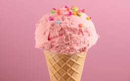 Coni di gelato della fragola, del cioccolato, della vaniglia e del pistacchio sopra priorità bassa bianca Gelato di sapore del la fotografia stock Coni di gelato della fragola, del cioccolato, della vaniglia e del pistacchio sopra priorità bassa bianca Gelato di sapore del la fotografia stock