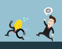 Coni il funzionamento a partire dall'uomo d'affari che prova a prenderlo illustrazione vettoriale Coni il funzionamento a partire dall'uomo d'affari che prova a prenderlo illustrazione vettoriale