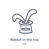 Coniglio lineare nell'icona del cappello dalla raccolta del profilo del circo Linea sottile coniglio nel vettore del cappello iso illustrazione vettoriale Coniglio lineare nell'icona del cappello dalla raccolta del profilo del circo Linea sottile coniglio nel vettore del cappello iso illustrazione vettoriale