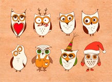 Conjunto de buhos lindos Vector los búhos de la historieta y los pájaros de los mochuelos en el fondo blanco libre illustration Conjunto de buhos lindos Vector los búhos de la historieta y los pájaros de los mochuelos en el fondo blanco libre illustration