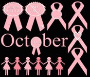 Conjunto de la cinta de la conciencia del cáncer de pecho stock de ilustración Conjunto de la cinta de la conciencia del cáncer de pecho stock de ilustración