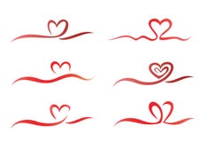 Conjunto de la cinta del corazón ilustración del vector Conjunto de la cinta del corazón ilustración del vector