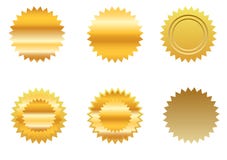 Conjunto de la etiqueta engomada del oro ilustración del vector Conjunto de la etiqueta engomada del oro ilustración del vector