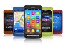 Conjunto de smartphones de la pantalla táctil Conjunto de smartphones de la pantalla táctil
