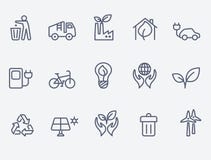 Conjunto del icono de la ecología stock de ilustración Conjunto del icono de la ecología stock de ilustración