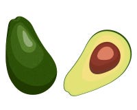 Conjunto y mitad planos del ejemplo del icono del vector del aguacate maduro verde libre illustration Conjunto y mitad planos del ejemplo del icono del vector del aguacate maduro verde libre illustration