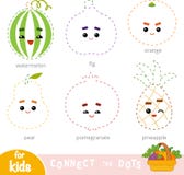 Connect the dots, game for children. Set of cartoon fruits. Connect the dots, education game for children. Set of cartoon fruits - Orange, Pear, Pineapple royalty free illustration Connect the dots, game for children. Set of cartoon fruits. Connect the dots, education game for children. Set of cartoon fruits - Orange, Pear, Pineapple royalty free illustration