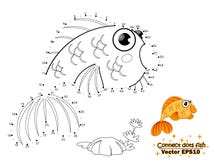 Connect The Dots Draw The Cute Cartoon Fish And Color. Education Stock Photos