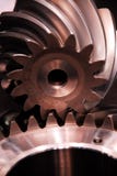 Connected toothed gear-pinion closeup shipping industrie stock photos Connected toothed gear-pinion closeup shipping industrie stock photos