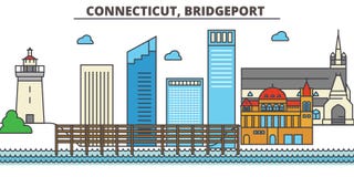 Connecticut, Bridgeport Orizzonte della città illustrazione vettoriale Connecticut, Bridgeport Orizzonte della città illustrazione vettoriale