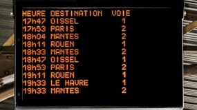 Conseil électronique de départs montrant des temps de train images stock Conseil électronique de départs montrant des temps de train images stock