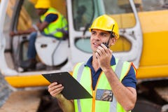 Construction foreman walkie-talkie royalty free stock photo Construction foreman walkie-talkie royalty free stock photo