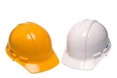 Construction Hard Hats Isolated Stock Photo
