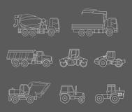 Construction machines icons set, thin line style Stock Images Construction machines icons set, thin line style Stock Images