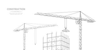 Construction. Polygonal wireframe building under crune isolated on white. Drawing, graphics. Construction, development, architecture or other concept Stock Photos Construction. Polygonal wireframe building under crune isolated on white. Drawing, graphics. Construction, development, architecture or other concept Stock Photos