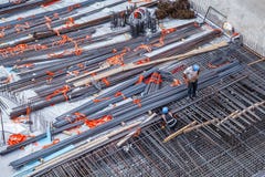Construction workers fabricating steel reinforcement bar at the construction site stock photos Construction workers fabricating steel reinforcement bar at the construction site stock photos