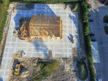 Construção civil de madeira aérea do anúncio publicitário da casa fotografia de stock Construção civil de madeira aérea do anúncio publicitário da casa fotografia de stock