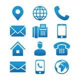 Contact Info Icon Set with Address Pin, Phone, Fax, Cell Phone, Worker and Email Icons