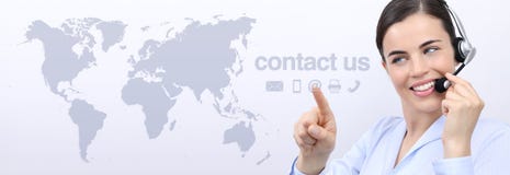 Contact us, customer service operator woman with headset smiling royalty free stock photo Contact us, customer service operator woman with headset smiling royalty free stock photo