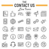 Contact us line icon set, web button signs Royalty Free Stock Photography Contact us line icon set, web button signs Royalty Free Stock Photography