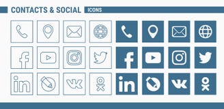 Contacts & Social Icons - Set Web & Mobile 01 royalty free illustration Contacts & Social Icons - Set Web & Mobile 01 royalty free illustration