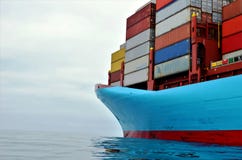 Container ship at anchor, waiting to enter port. royalty free stock image Container ship at anchor, waiting to enter port. royalty free stock image
