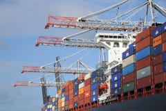 Container Ship And Cranes Stock Photo