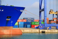 Container Ship Cincia A Docked In The Containers Terminal. Stock Photo Container Ship Cincia A Docked In The Containers Terminal. Stock Photo