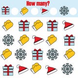 Conteggio del gioco educativo dei bambini, attività dei bambini Quanti oggetti incaricano Natale, tema di vacanze invernali del n royalty illustrazione gratis Conteggio del gioco educativo dei bambini, attività dei bambini Quanti oggetti incaricano Natale, tema di vacanze invernali del n royalty illustrazione gratis